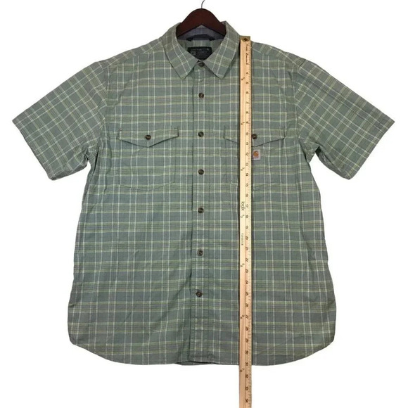CARHARTT Rugged Flex Relaxed Fit Short Sleeve Button Shirt Mens XL Plaid Cotton - Picture 5 of 9